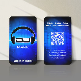 DJ Modern Royal Blue-Affärskort med QR-kod Visitkort