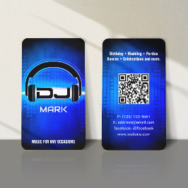 DJ Modern Royal Blue-Affärskort med QR-kod Visitkort