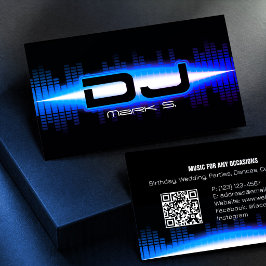 DJ Modern Royal Blue-Affärskort med QR-kod Visitkort