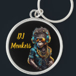 DJ Monkers Rund Silverfärgad Nyckelring<br><div class="desc">Round key chain DJ Monkers</div>