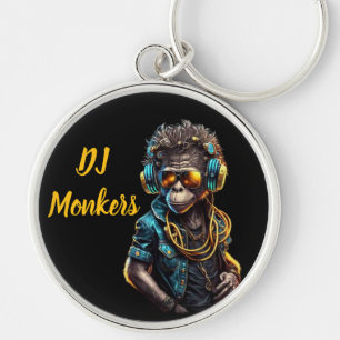 DJ Monkers Rund Silverfärgad Nyckelring