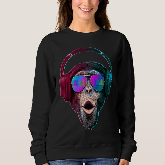 DJ Monkey Discjockey Rave-musik T Shirt (Framsida)