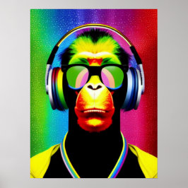 DJ Monkey Music Älskare DJ Chimp Humor Poster