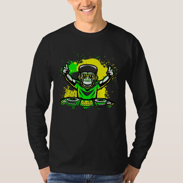 DJ Monkey Music Party Fun Sunglasses Dance Party M T Shirt (Framsida)