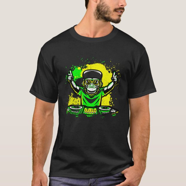 DJ Monkey Music Party Fun Sunglasses Dance Party M T Shirt (Framsida)