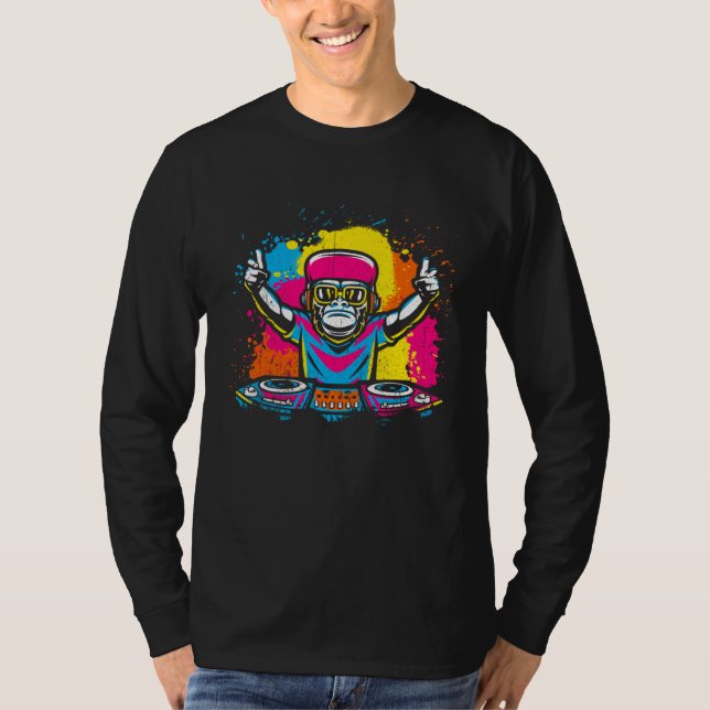DJ Monkey Music Party Fun Sunglasses Fun Dancing C T Shirt (Framsida)