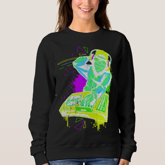 DJ Monkey Music Party Fun Sunglasses Monkey Headph T Shirt (Framsida)