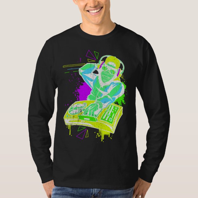 DJ Monkey Music Party Fun Sunglasses Monkey Headph T Shirt (Framsida)