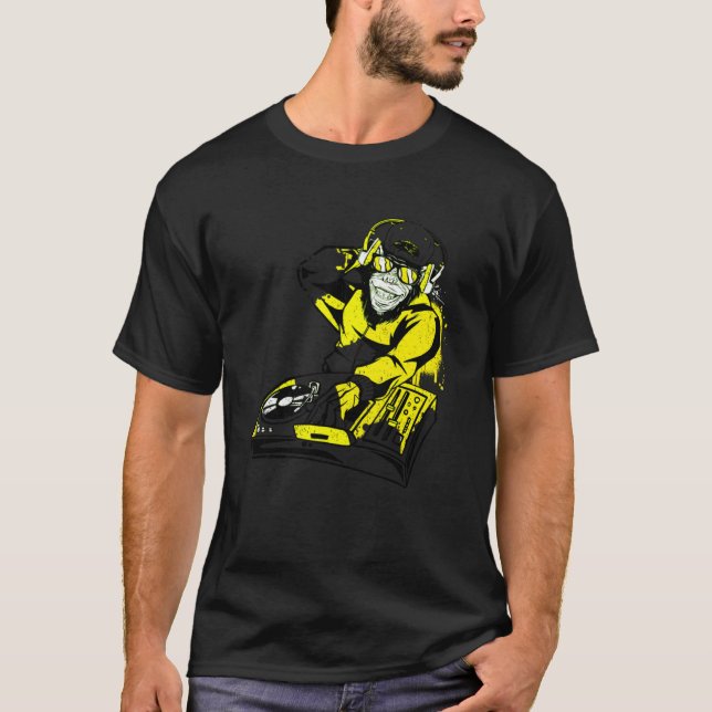 DJ Monkey Music Party Roligt Sunglasses Dance Part T Shirt (Framsida)