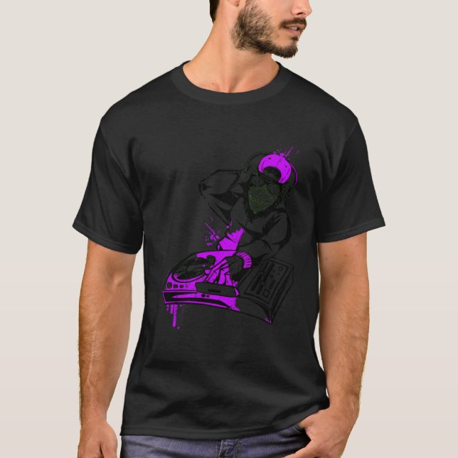 DJ Monkey Music Party Roligt Sunglasses Monkey Hea T Shirt (Framsida)