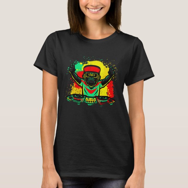 DJ Monkey Music Party Roligt Sunglasses Monkey Hea T Shirt (Framsida)