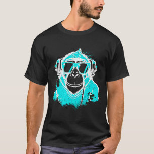 DJ Monkey Music Party Roligt Sunglasses Roligt Dan T Shirt
