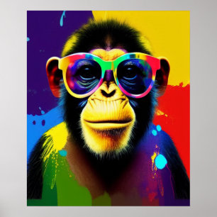 DJ Monkey Print, Snyggt Colorful Glasses, Chimp Poster