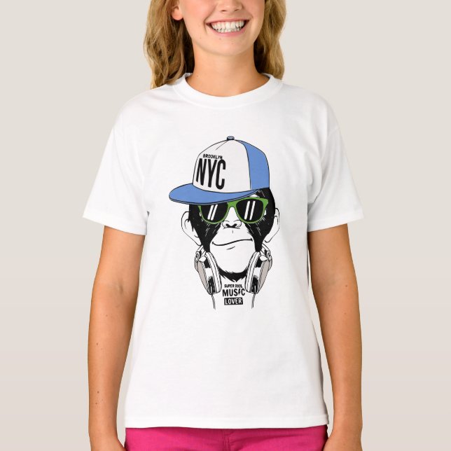 DJ MONKEY rolig apa  T Shirt (Framsida)