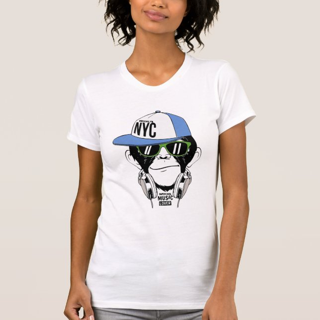 DJ MONKEY roligt apa T-Shirt (Framsida)