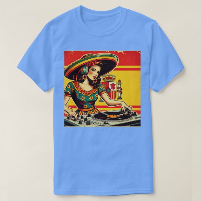 DJ Mujer Espaola Msica Retro Sombrero Cultural T Shirt (Design framsida)