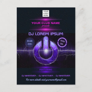 DJ Music and Dance Gig Vykort