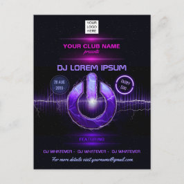 DJ Music and Dance Gig Vykort