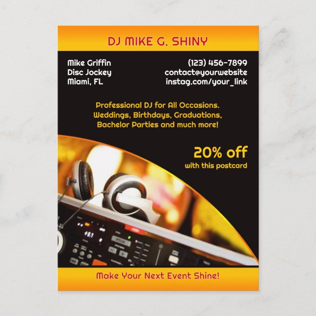 DJ Music Klubb Postcard Vykort (Framsida)