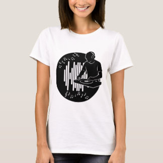 DJ Music Silhouette Black and White Art T Shirt