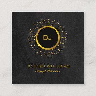 DJ Music Teacher Professionell Musician Guld Black Fyrkantigt Visitkort
