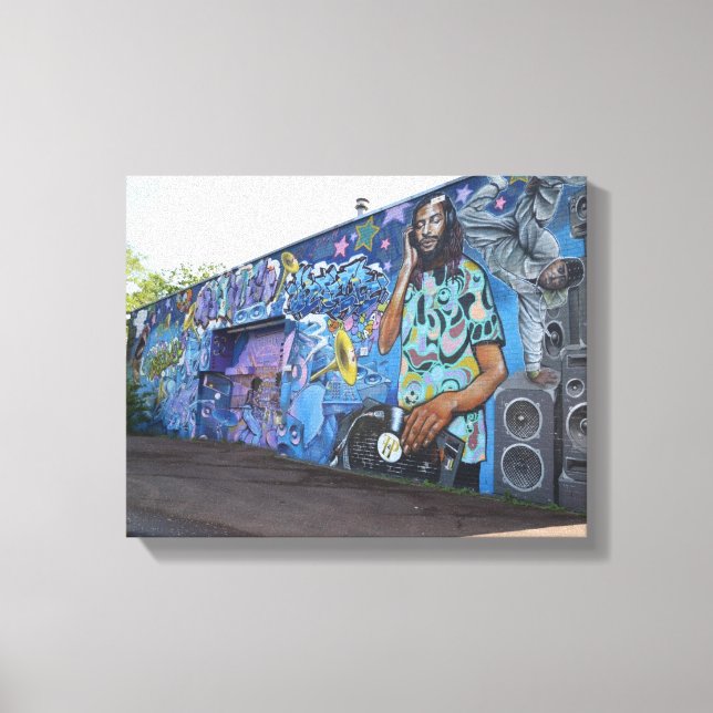 DJ Music wall Graffiti Street art,urban real Canvastryck (Framsida)