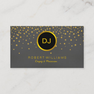 DJ Musician Professionell Music Teacher Guld Black Visitkort