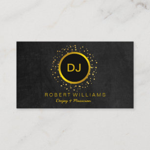 DJ Musician Professionell Music Teacher Guld Black Visitkort