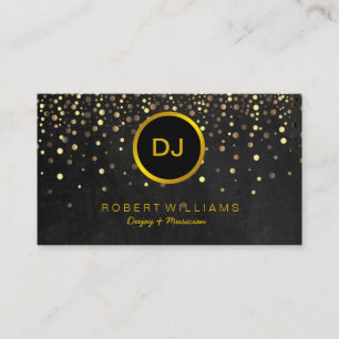 DJ Musician Professionell Music Teacher Guld Black Visitkort