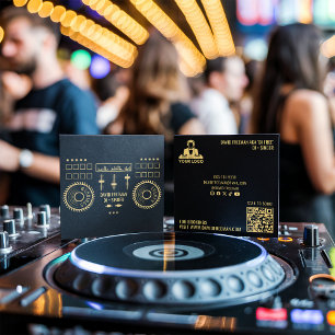 Dj-musikevenemang Modern Minimal Svart Guld Mixer  Fyrkantigt Visitkort