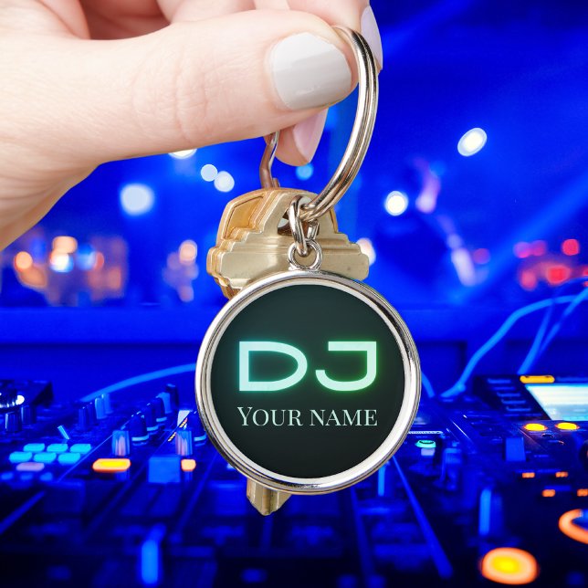 DJ-musiktillbehör som kan anpassas Rund Silverfärgad Nyckelring (Skapare uppladdad)