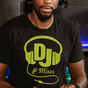 DJ namn hörlursgrön grafik t-shirt