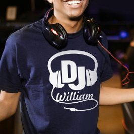 DJ namn hörlursvit på mörkens t-shirt