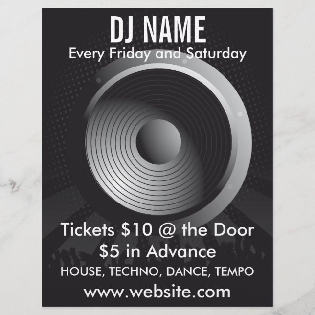DJ Namn Speaker Music Flyer (Framsidan)