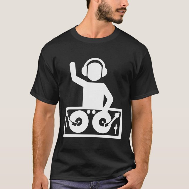 Dj on Turnables Hoodie Klubb Music Party T Shirt (Framsida)