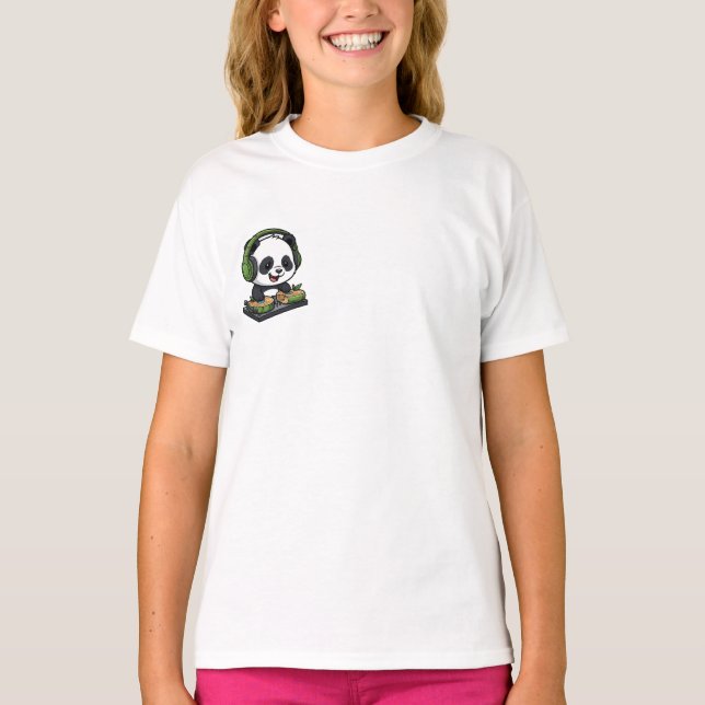 DJ Panda Bambu Beats Kids T Shirt (Framsida)