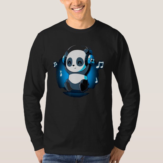 Dj Panda-hörlurar T Shirt (Framsida)