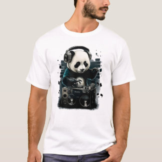 Dj-panda med hörlurar musik t shirt