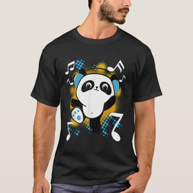 Dj-panda med hörlurar t shirt (Framsida)