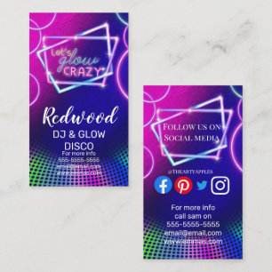 DJ party planner glow stick disco UV-klubb Visitkort