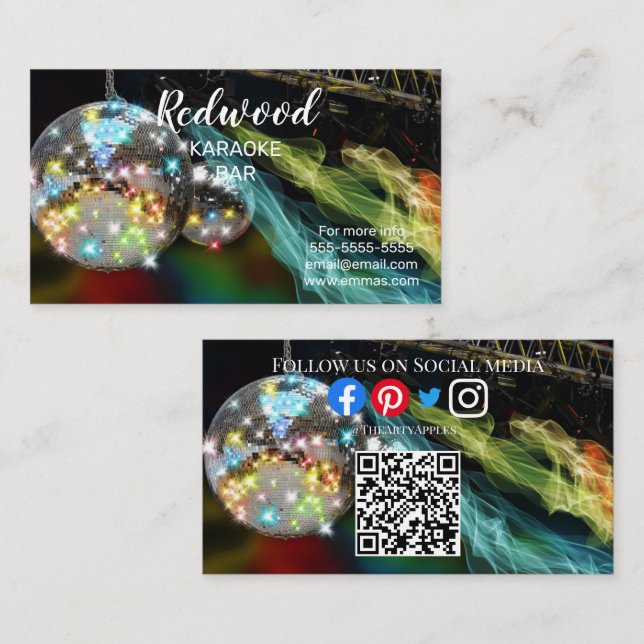 DJ party-plannerglöden disco karaoke klubb Buss Visitkort (Fram/baksida)