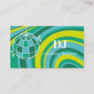 DJ Retro Groovy Wave Disco Boll Grönt Visitkort