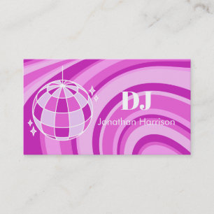 DJ Retro Groovy Wave Disco Boll Lila Visitkort