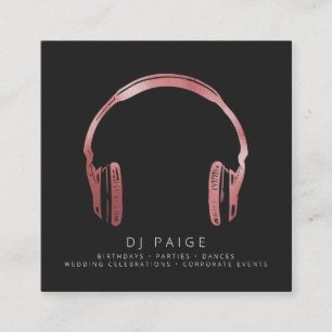 DJ Ro Guld Headphone Logotyp Black Fyrkantigt Visitkort