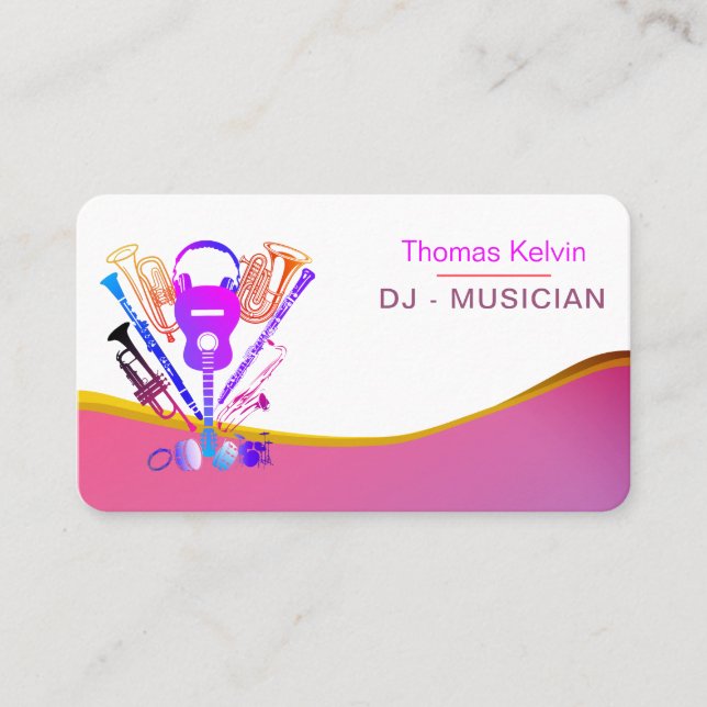 DJ:s Musikinstrument Evenemangsarrangör Rainbow Visitkort (Framsida)
