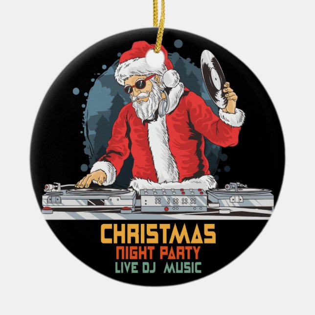 dj Santa party klubb Julgransprydnad Keramik (Framsidan)