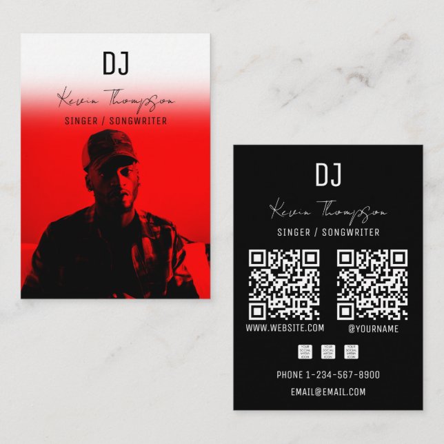 DJ Singer Songwriter Music 2 QR Code Professional  Visitkort (Fram/baksida)