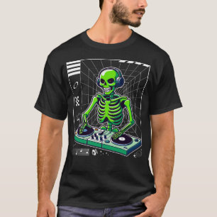 DJ Skeleton på Turntable Klubb Music DJs T Shirt