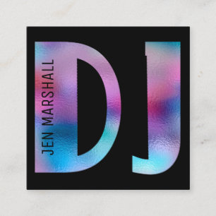 DJ-skript på faux holografisk effekt Fyrkantigt Visitkort