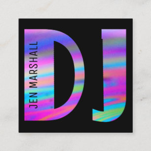 DJ-skript på faux holoGraph färg Fyrkantigt Visitkort